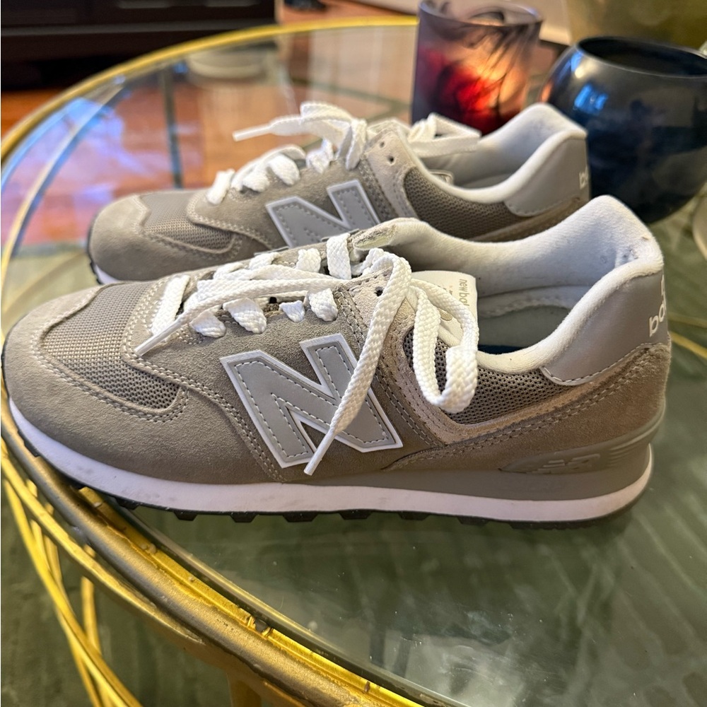 New Balance Light Gray and White Sneakers